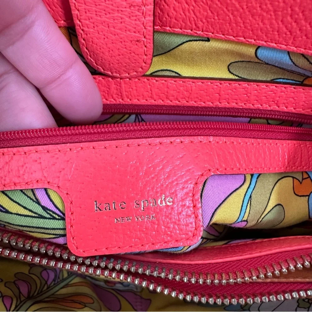 Kate Spade Grand Street Gabriel Tote Orange Pebbled Leather Shoulder Bag